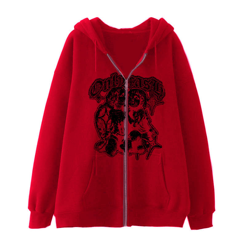 Women's Casual Hoodie Wings Angel Zipper Sweater