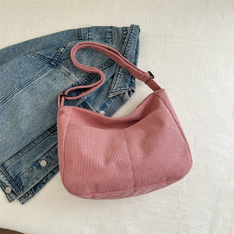 Large-capacity Crossbody Bag Korean Style Fashion Commuter Backpack Corduroy Class Bag