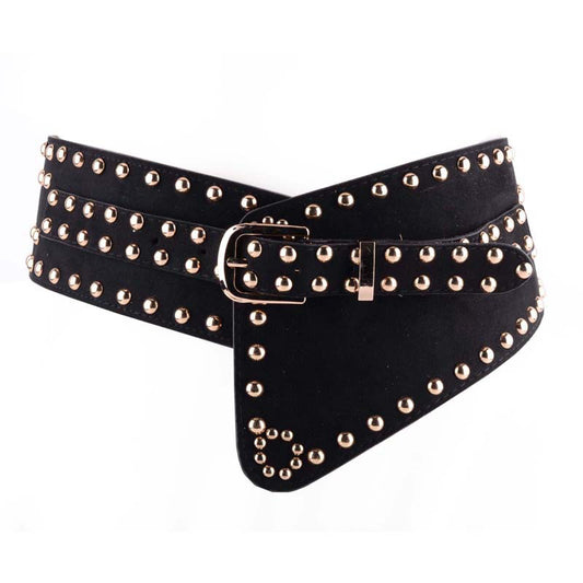 Personalized Rivet Punk Ladies With Elastic Wide Waistband Fashion Belt