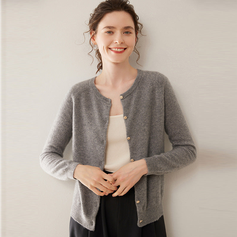 Pure Cashmere Thin Raglan Solid Color Loose Knitted Coat