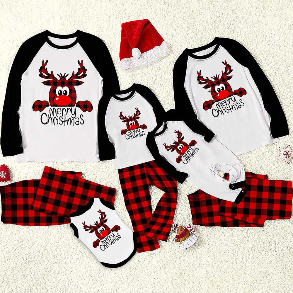 Familie Julepyjamas Matchende Sæt Jule-nattøj Forældre-Barn Pyjamas-outfit til Juleferie Julefest