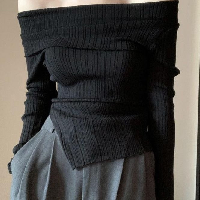 Sexy Hot Girl Off-shoulder Autumn And Winter Base