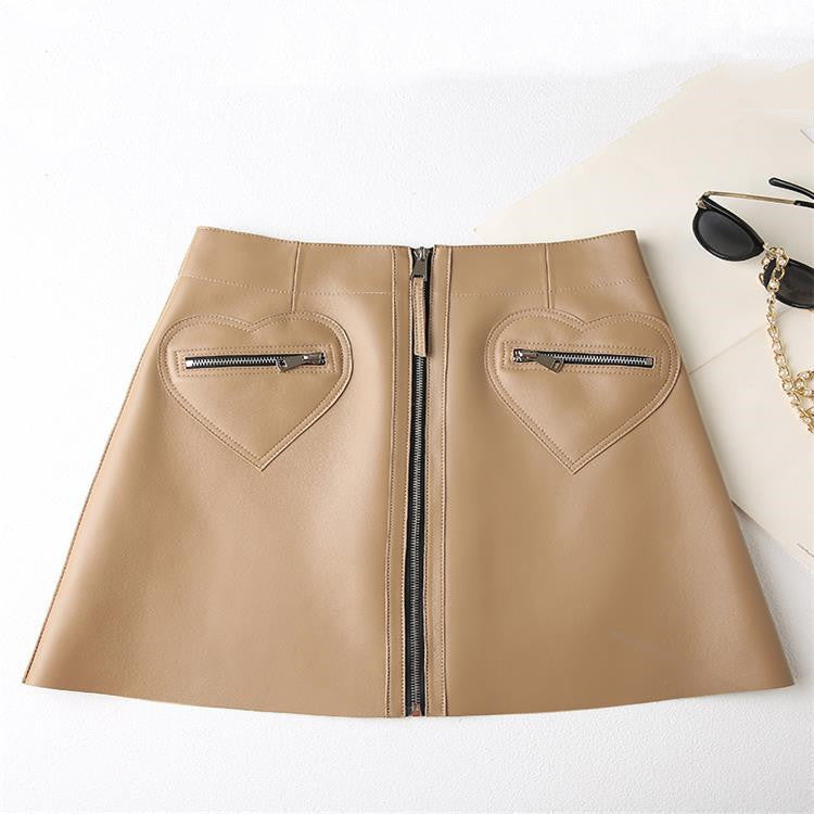 Bag Hip High Waist Thin Sheep Skin Skirt