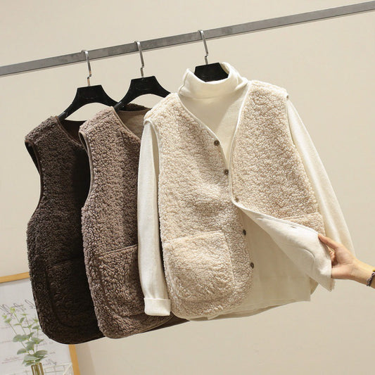Version Fur Vest Granule Fleece Shoulder Jacket