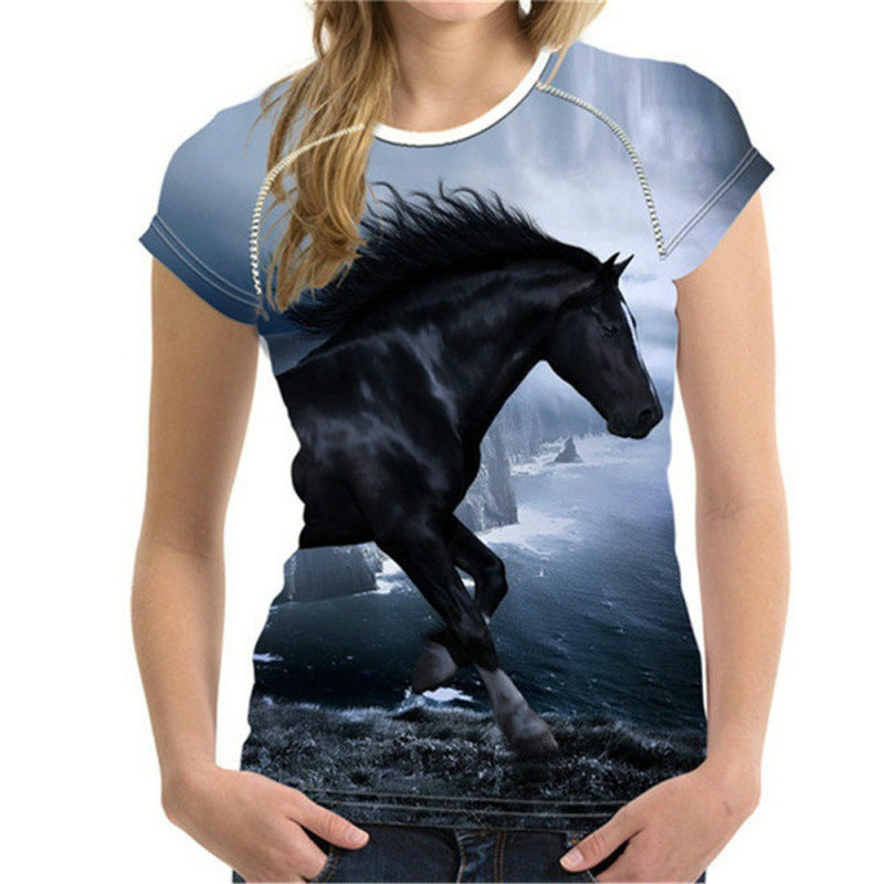 Urban Leisure Pullover Round Neck Digital Printing Short-sleeved Casual T-shirt
