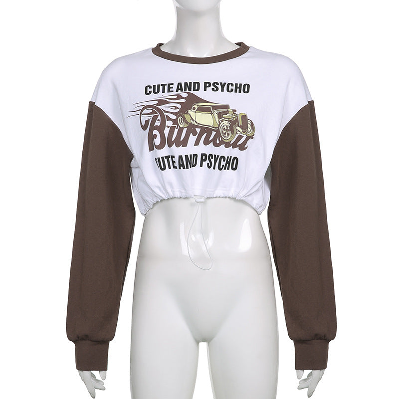 Kontrastfarvet tegneseriebogstavprint løs sweatshirt