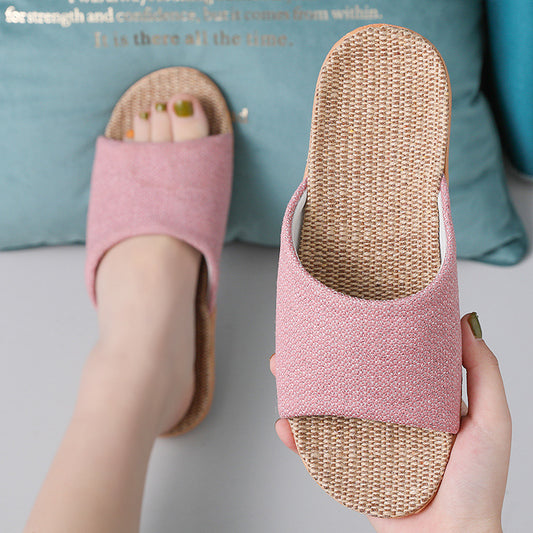 Men's And Women's Fashion Linen Indoor Slippers