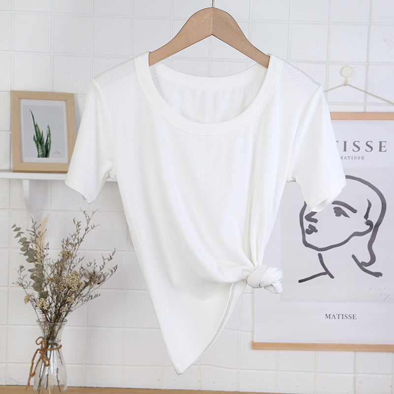 Rayon Hvid T-shirt Korte ærmer til Kvinder