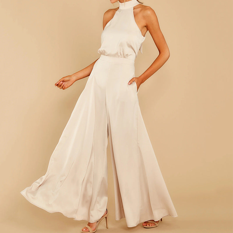 Women's Strapless High Waist One-piece Wide-leg Trousers