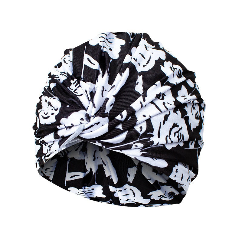 Plus Size Not-too-tight Fashion Polka Dot Printed Cloth Swimming Cap