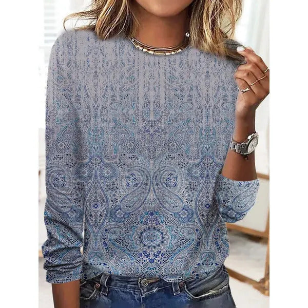 Loose Trendy Vintage Printed Round Neck T-shirt