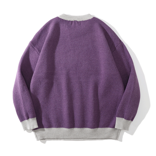 Character Jacquard Sweater Men's High Street Fashion Brand