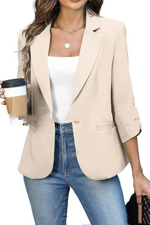 Solid Color Lightweight Slim Suit Jacket