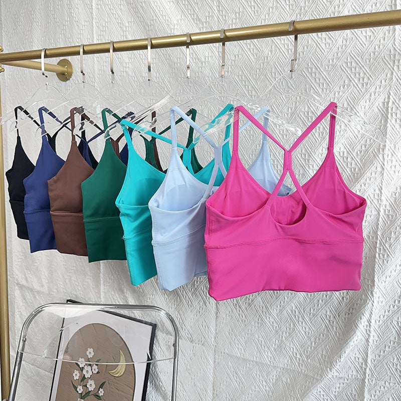 Women's Slim Shoulder Strap Solid Color Yoga Sports Vest
