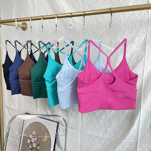 Women's Slim Shoulder Strap Solid Color Yoga Sports Vest