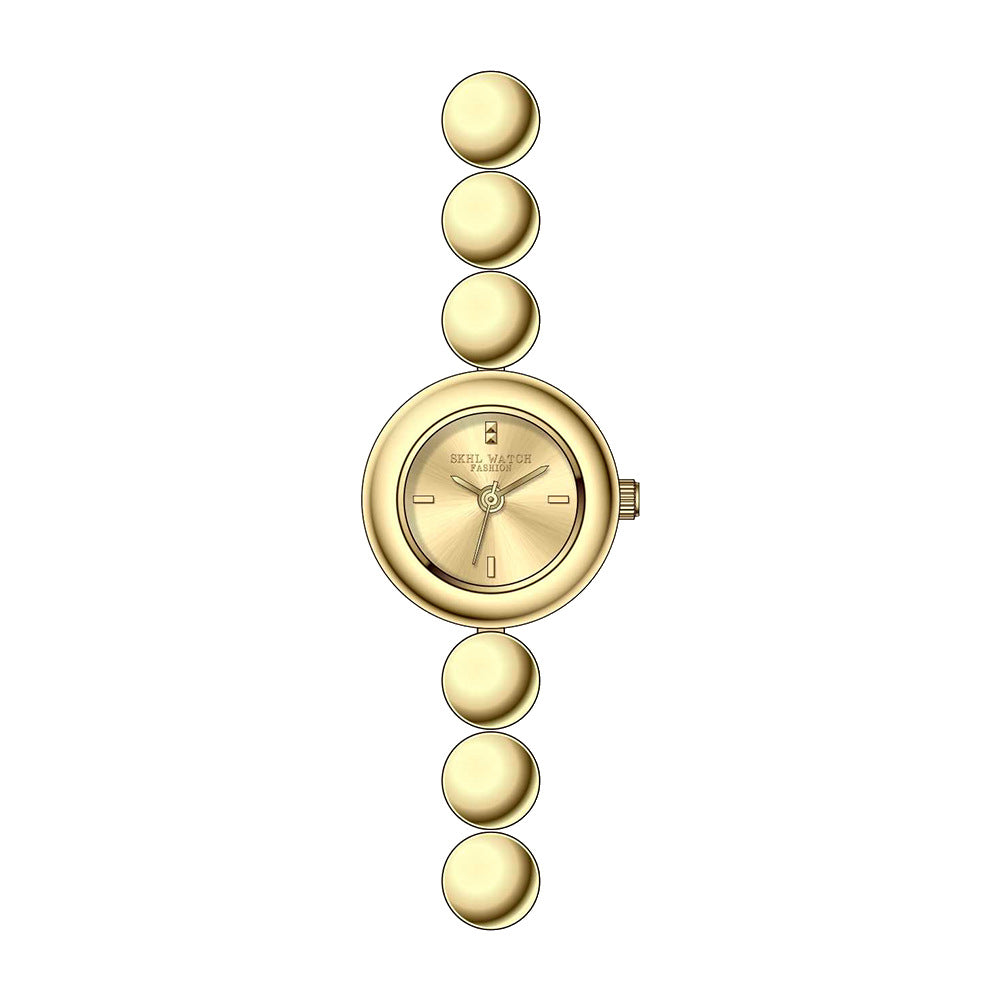 Retro Mid-centurystyle Gold Bracelet Watch With A Niche Design-forward Aesthetic