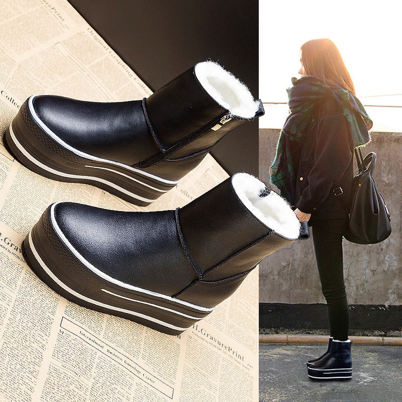 Thickened And Velvet Thick Bottom Warm Snow Women's Martin Boots Are Thin And Fashionable