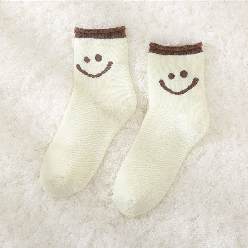 Thickened Fleece-lined Warm-keeping Socks Women's Autumn And Winter Mid-calf Curling Loose Cotton Socks