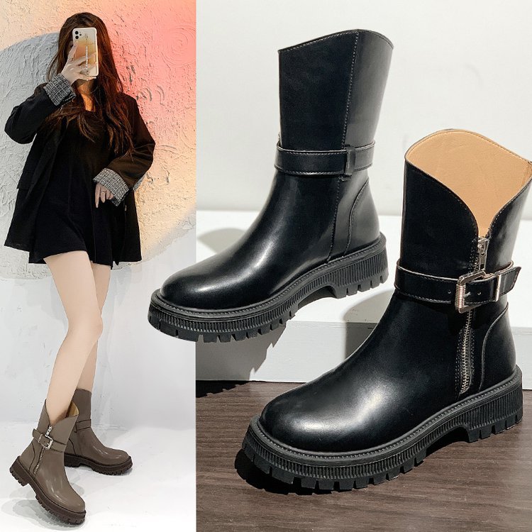 Women's Thick Soled Martin Boots High Side Zipper