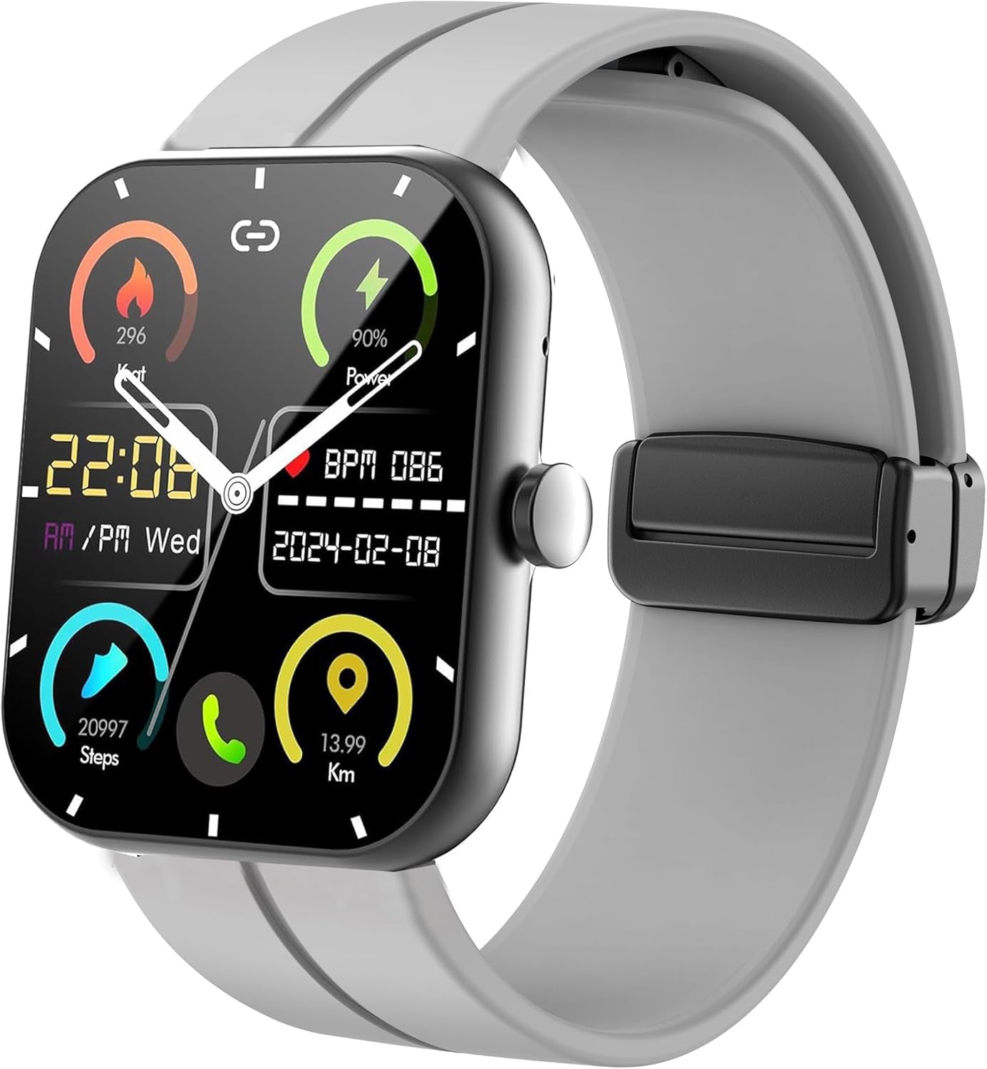 Compatible Wit Zakotu Smart Watch Band, 22Mm Soft Silicone Magnetic Buckle Sport Wristband Replacement Straps Compatible for Zakotu Y66 1.96 Inches Smart Watch (22Mm Size Band, Blue)