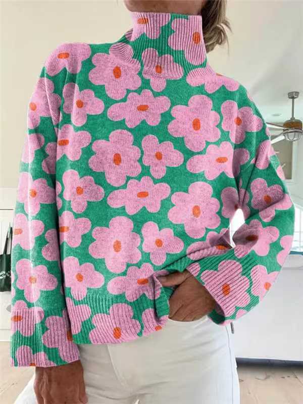 Christmas Abstract Print Casual Cape Jacket