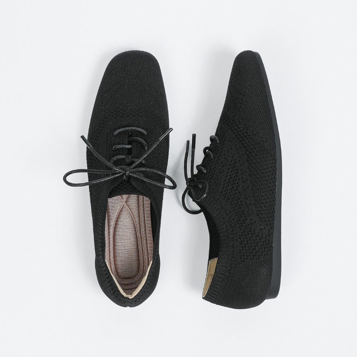 Flyknit Deep Mouth Brogue Lace-up Square Head Leisure Oversized Shoes