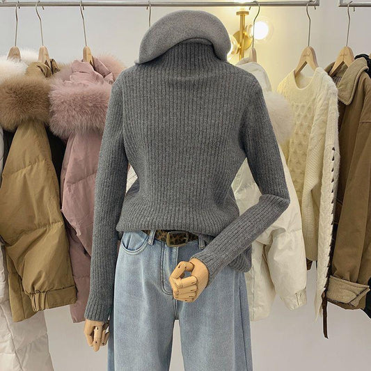 Half Collar Thickened All-matching Solid Color Bottoming Sweater