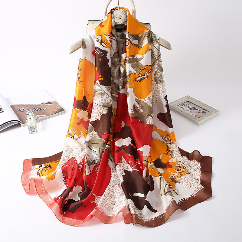 Simulated Silk Scarf Female Dual-use Air-conditioning Shawl Sarong