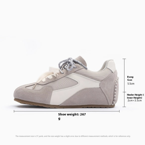 Sunset Forest Deconstruction Retro German Training Shoes Women's Shoes With Hidden Heels Genuine Leather Spring New Cortez Casual
