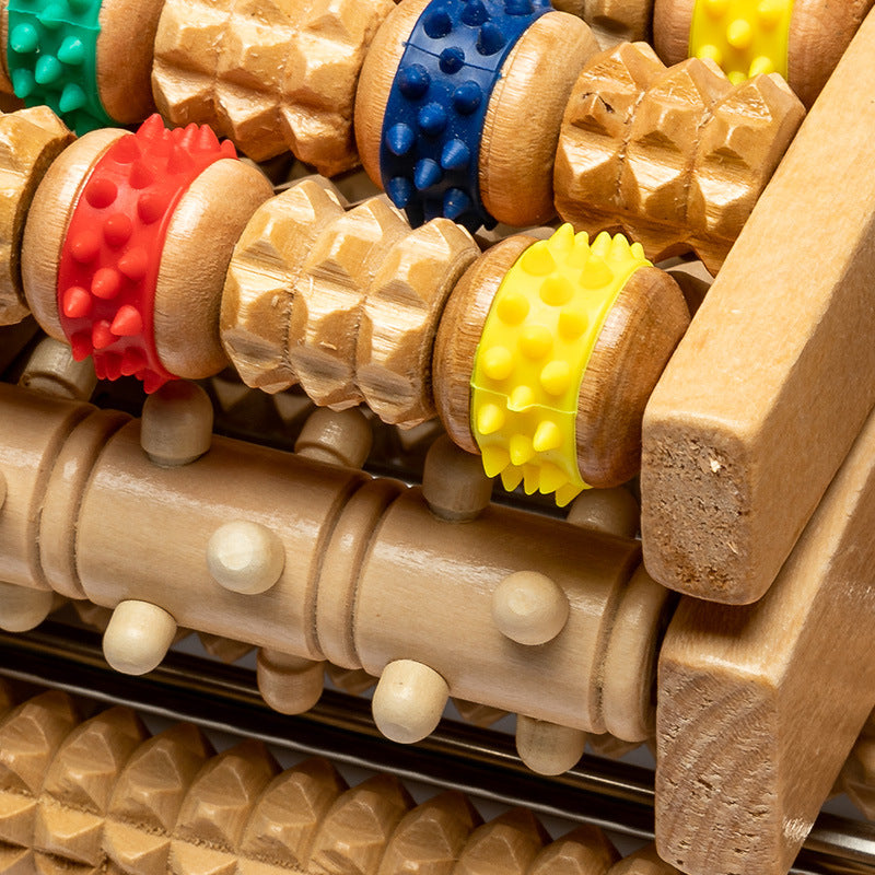 Wooden Six-row Large Roller Foot Acupuncture Massager