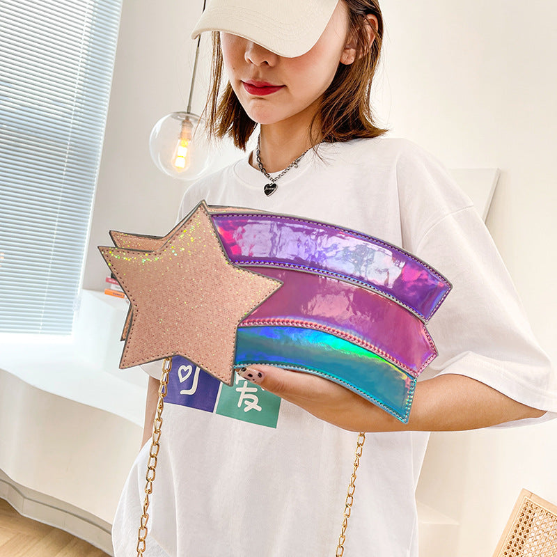 Popular Creative Sequined Five-star Rainbow Chain Shoulder Bag