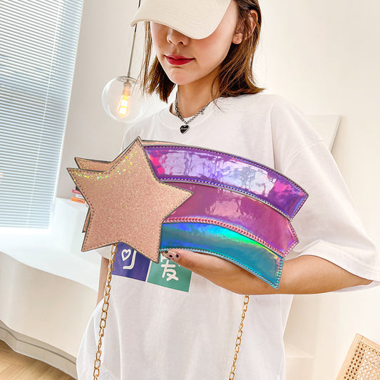 Popular Creative Sequined Five-star Rainbow Chain Shoulder Bag