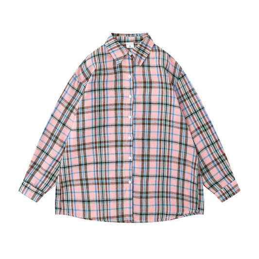 American Retro Casual Plaid Long Sleeve Shirt