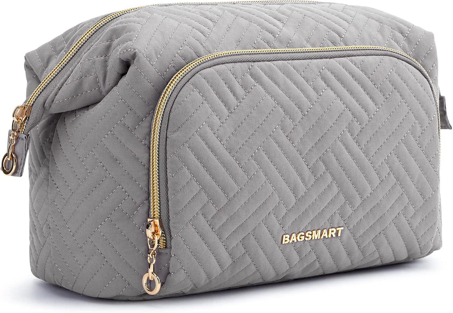 Large Wide-opening Quilted Makeup Bag