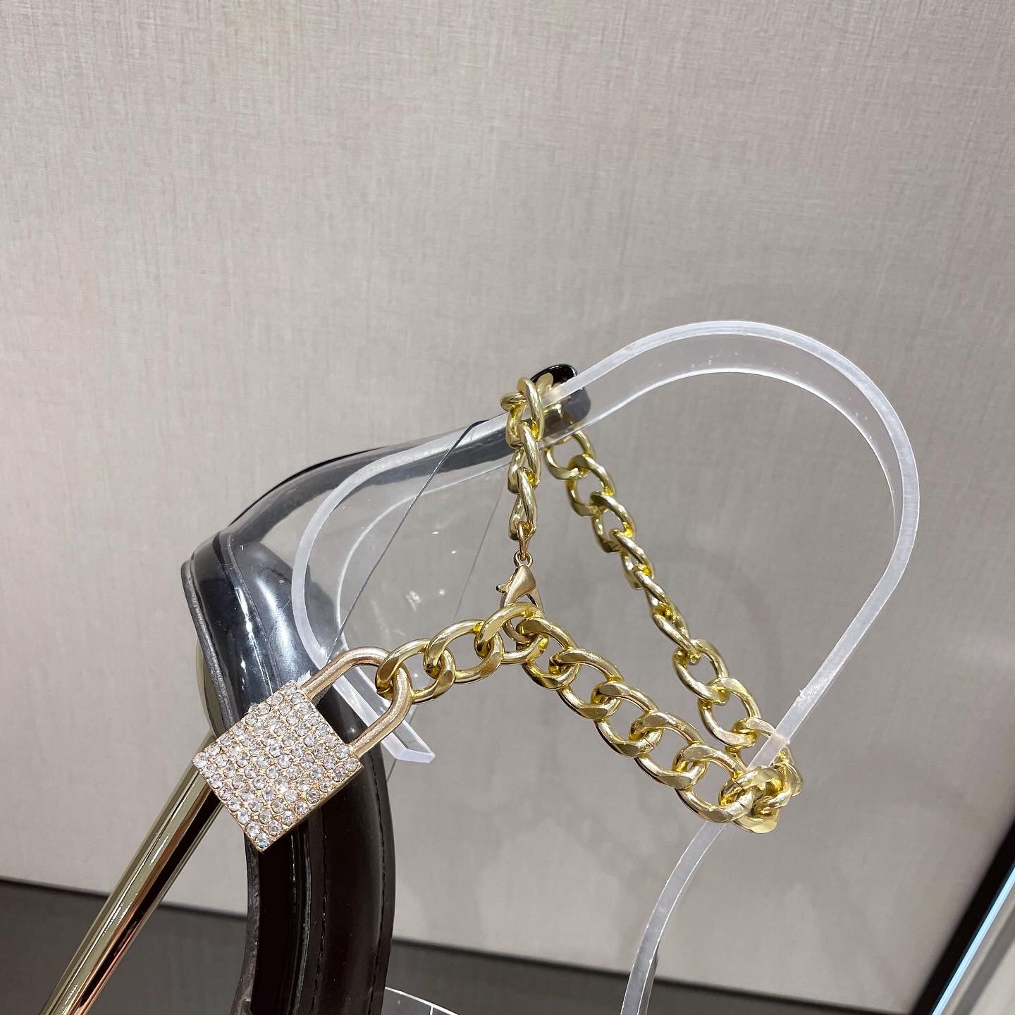 Pointed Toe Transparent Chain High-heel Sandals