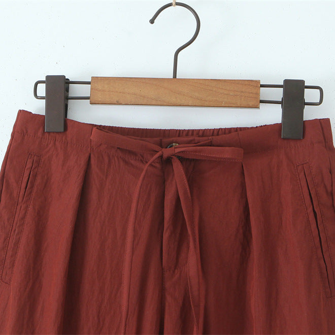 Spring And Summer Double-layer Gauze Home Pants Cotton Japanese Loose Casual Trousers