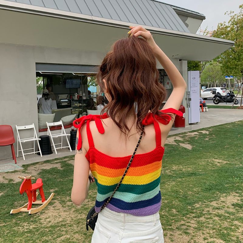 Rainbow-striped Camisole Tank Top