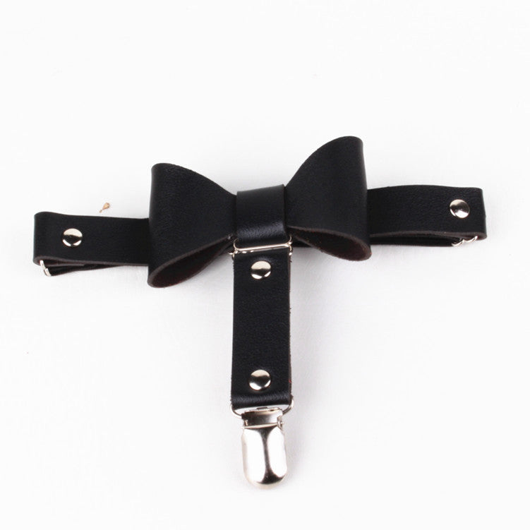 Harajuku Punk Pu Leather Single Bow Leg Chain Jewelry