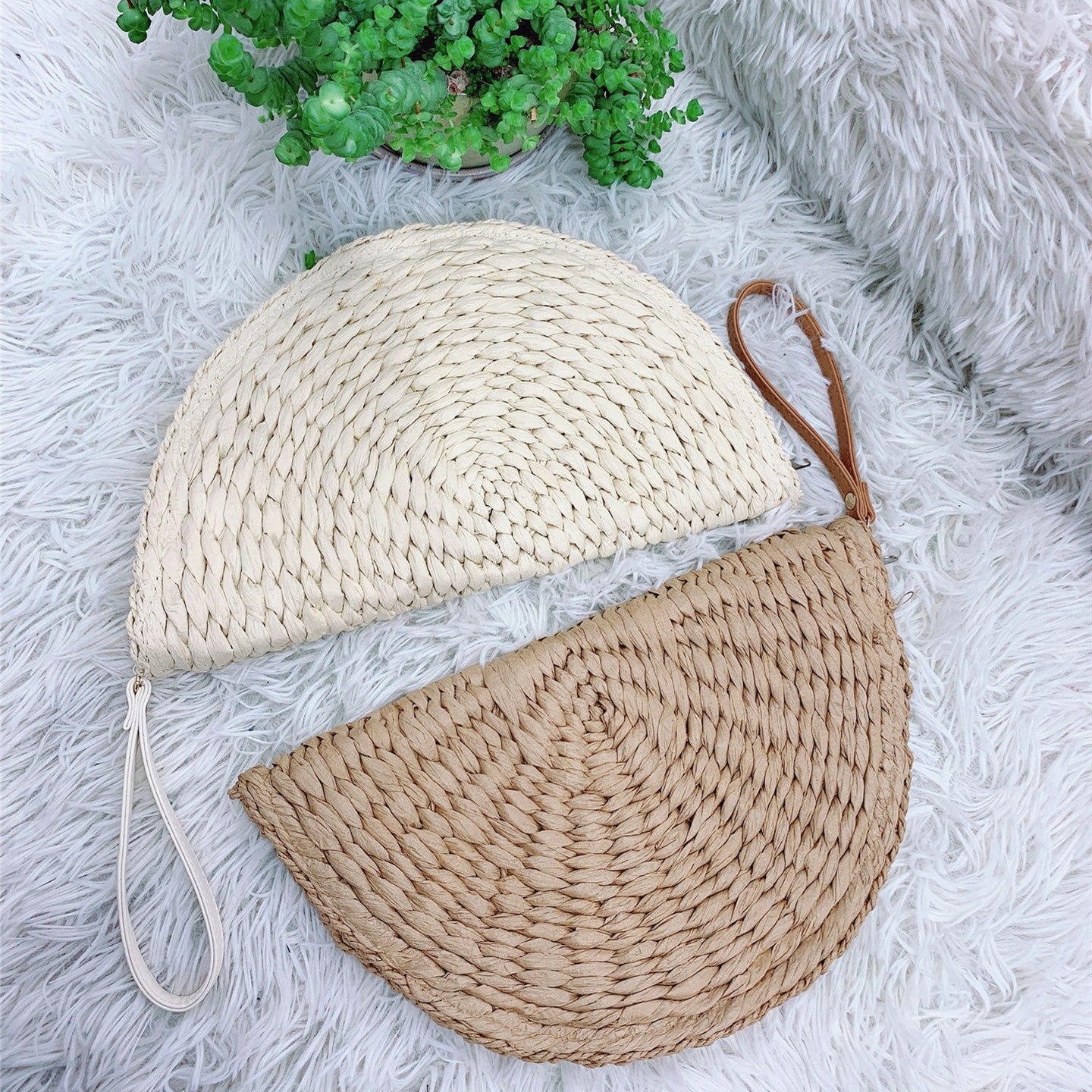 Women's Summer Straw Woven Paper Embryo Holding Straw Bag