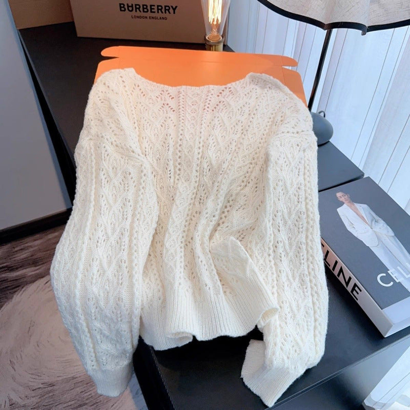 Blue V-neck Loose Thin Office Cardigan Coat Top