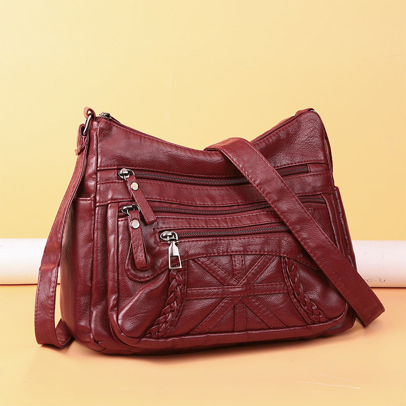 Casual Messenger Bag Fashionable Versatile Multi-layer Multi-pocket