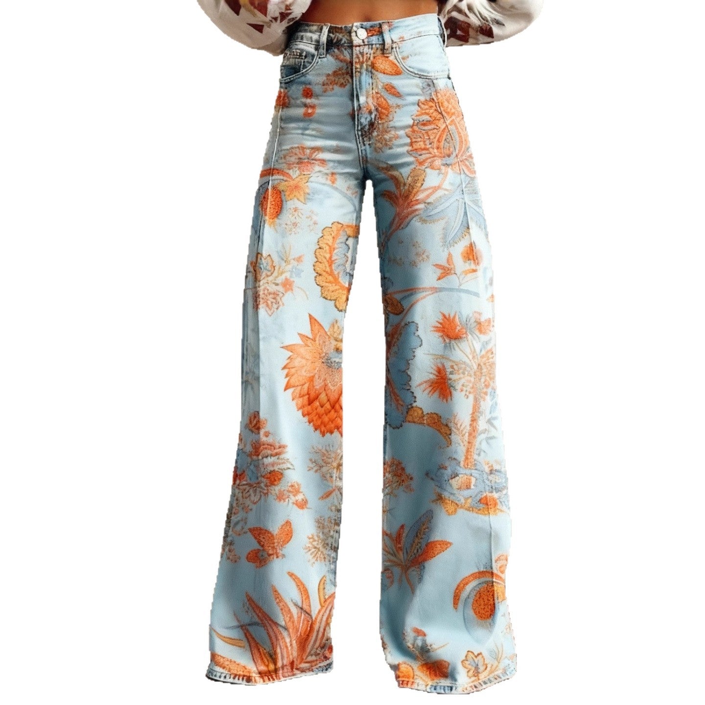 Plus-size Casual Versatile Wide-leg Pants For Women Faux Fabric