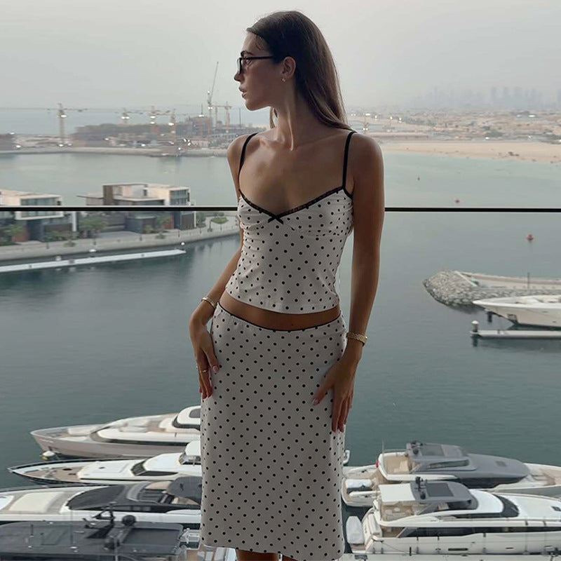 Womens Fashionable Camisole Top And Slim-Fit Skirt Two-Piece Set