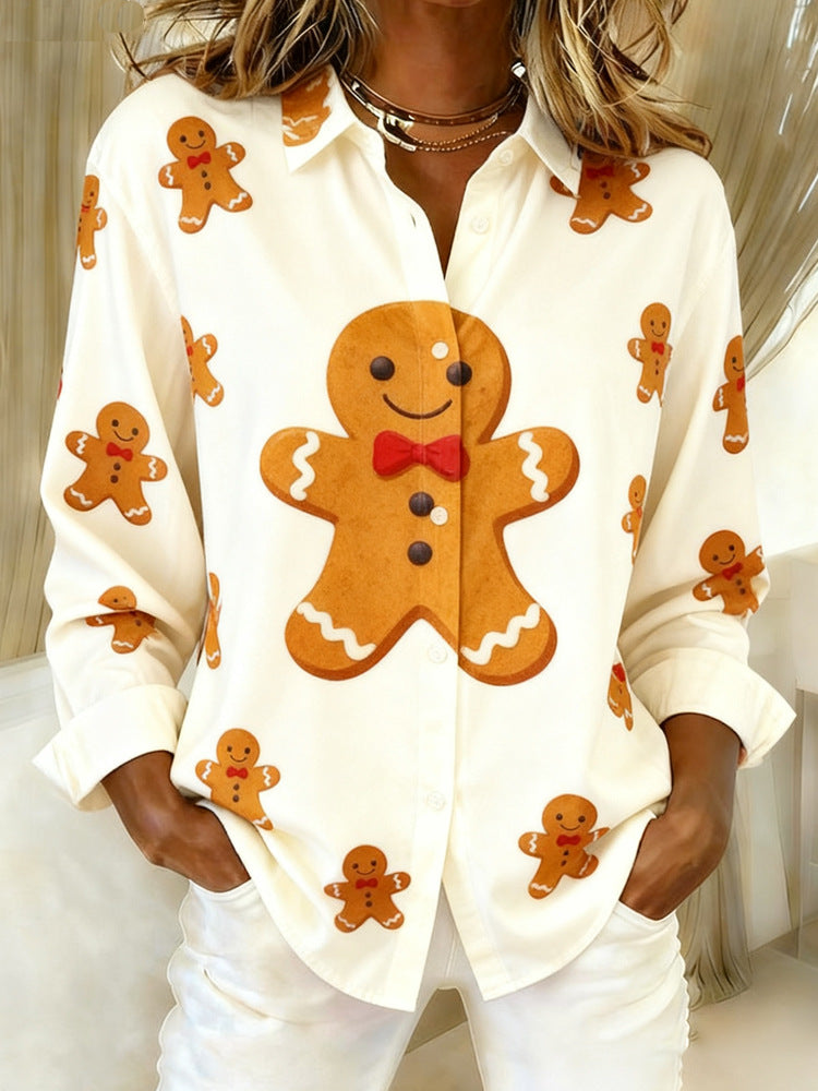 Casual Relaxed Fit Fashionable Long Sleeve Floral Print Shirt With A Turn Down Collar