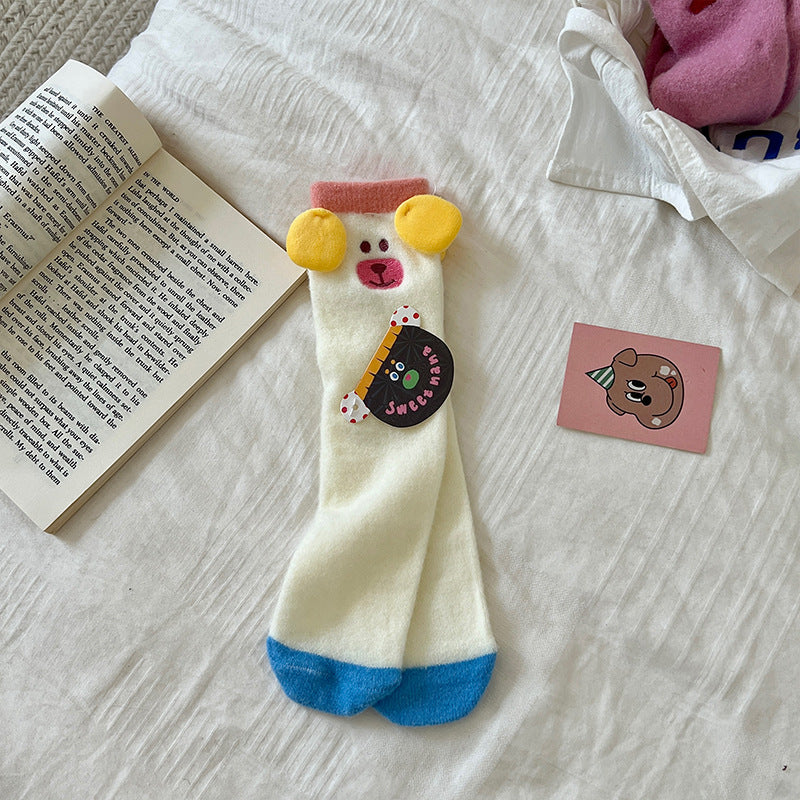 Three-dimensional Two Children's Mid-calf Socks