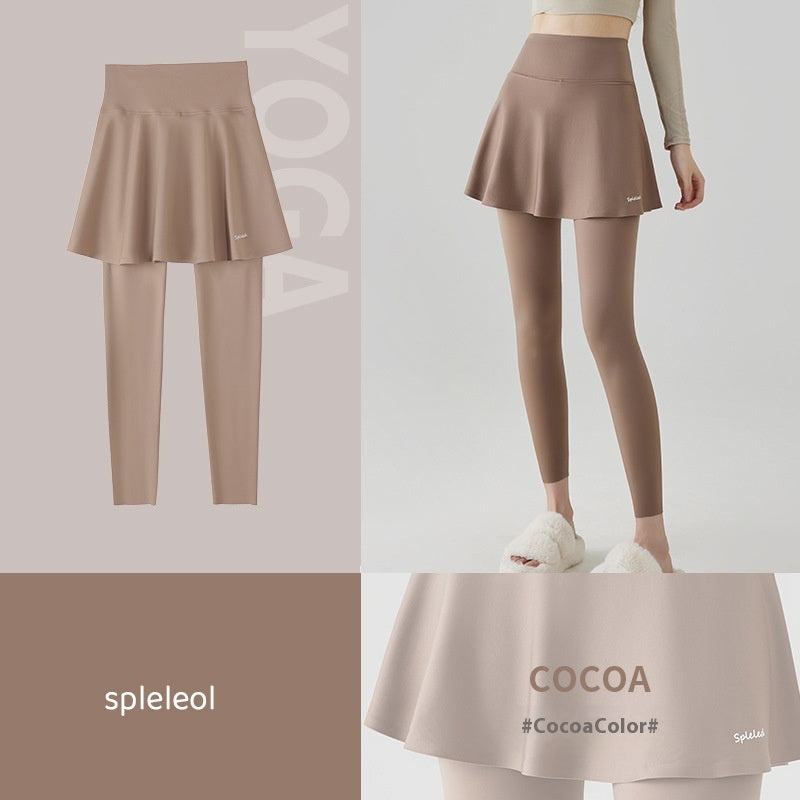 Yoga Culottes til kvinder, Høj Talje, Hofte Løft, Overtøj, Forår og Efterår, Tynd, Falsk To-delt Skort