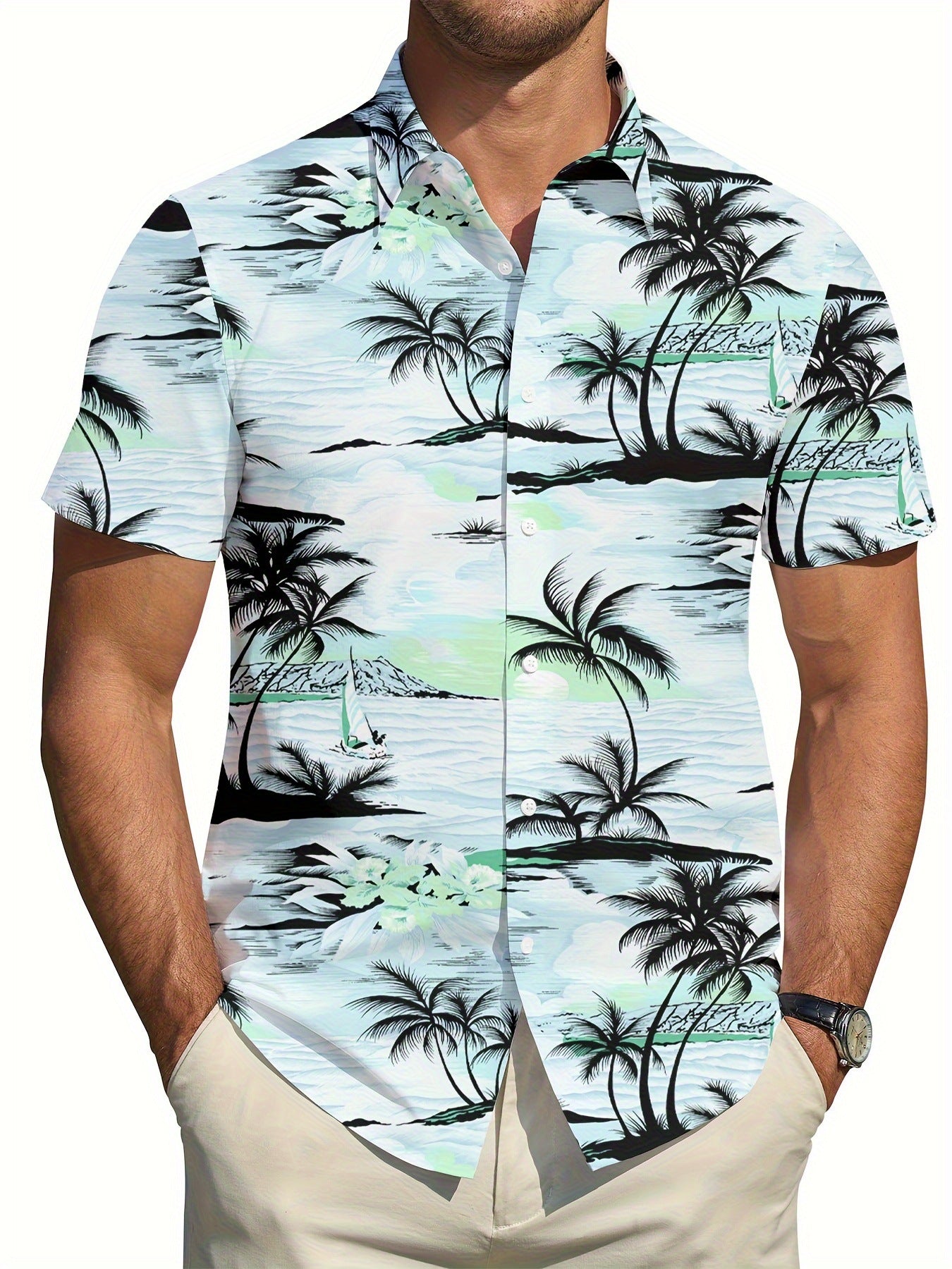 Printing Fashion New Flower Men's Short Sleeve Shirt