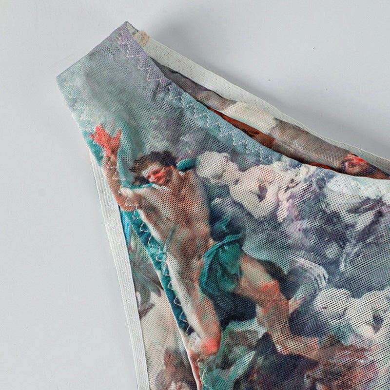 Fitted Three-dimensional Underwire Camisole With A Print