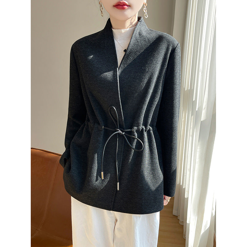 Cashmere  V-neck Knitted Small Suit Solid Color