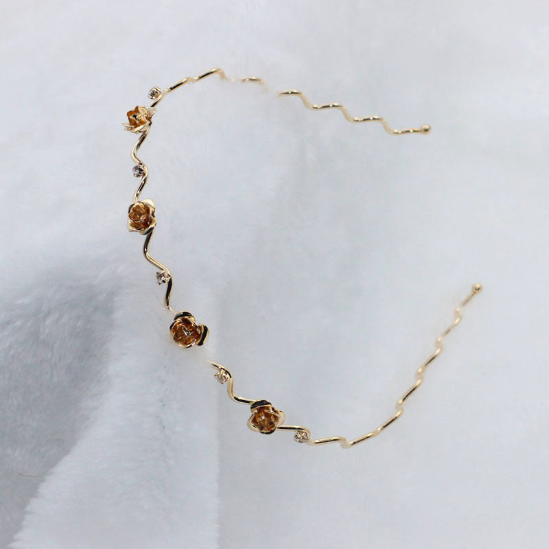 New Metal Cat Ear Headband Female Butterfly Rose Hairpin Double Drainage